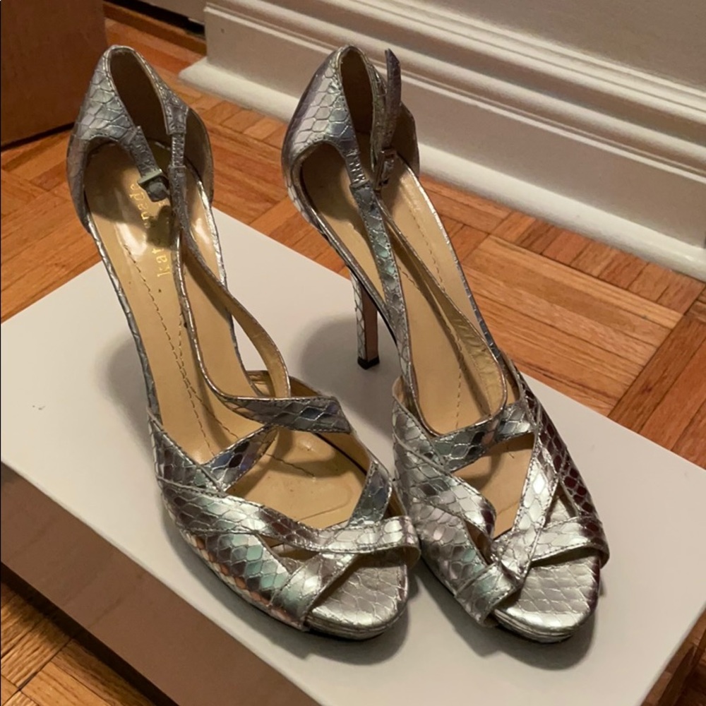 Kate Spade Silver Strappy Heels